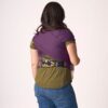 Woman in deep plum Kitoto stretchy wrap facing away from camera