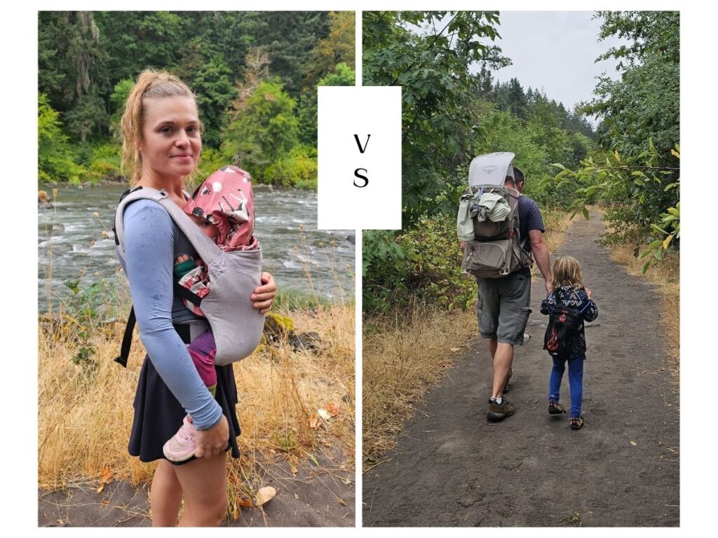 Structured hiking backpack versus buckle carrier