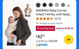 prime day deals grownsy baby carrier